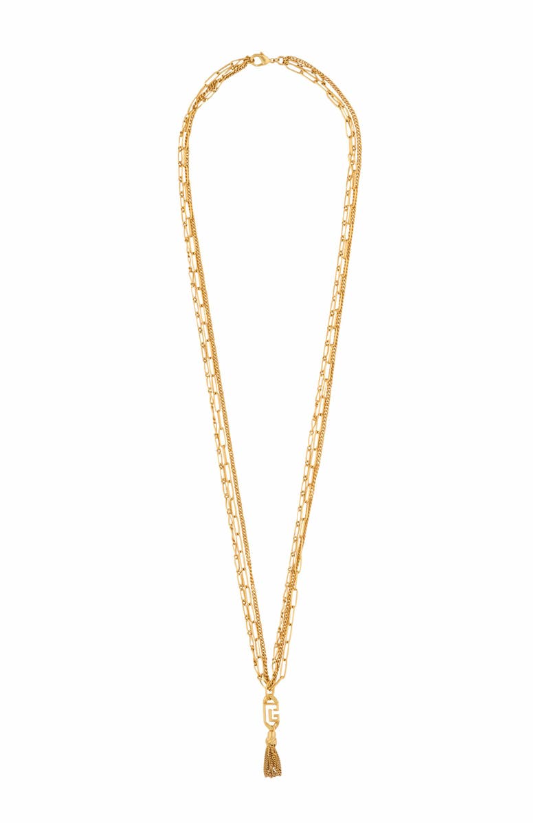 Balmain Sync Golden Brass Long Necklace, Main, color, Gold