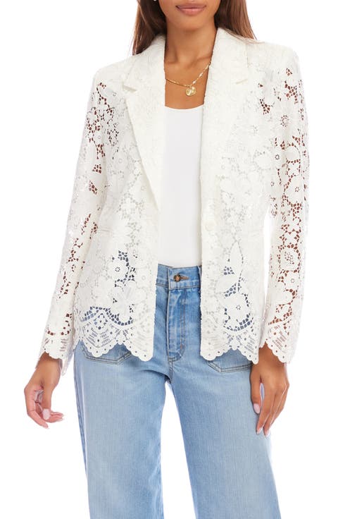 Scallop Trim Lace Blazer (Petite)