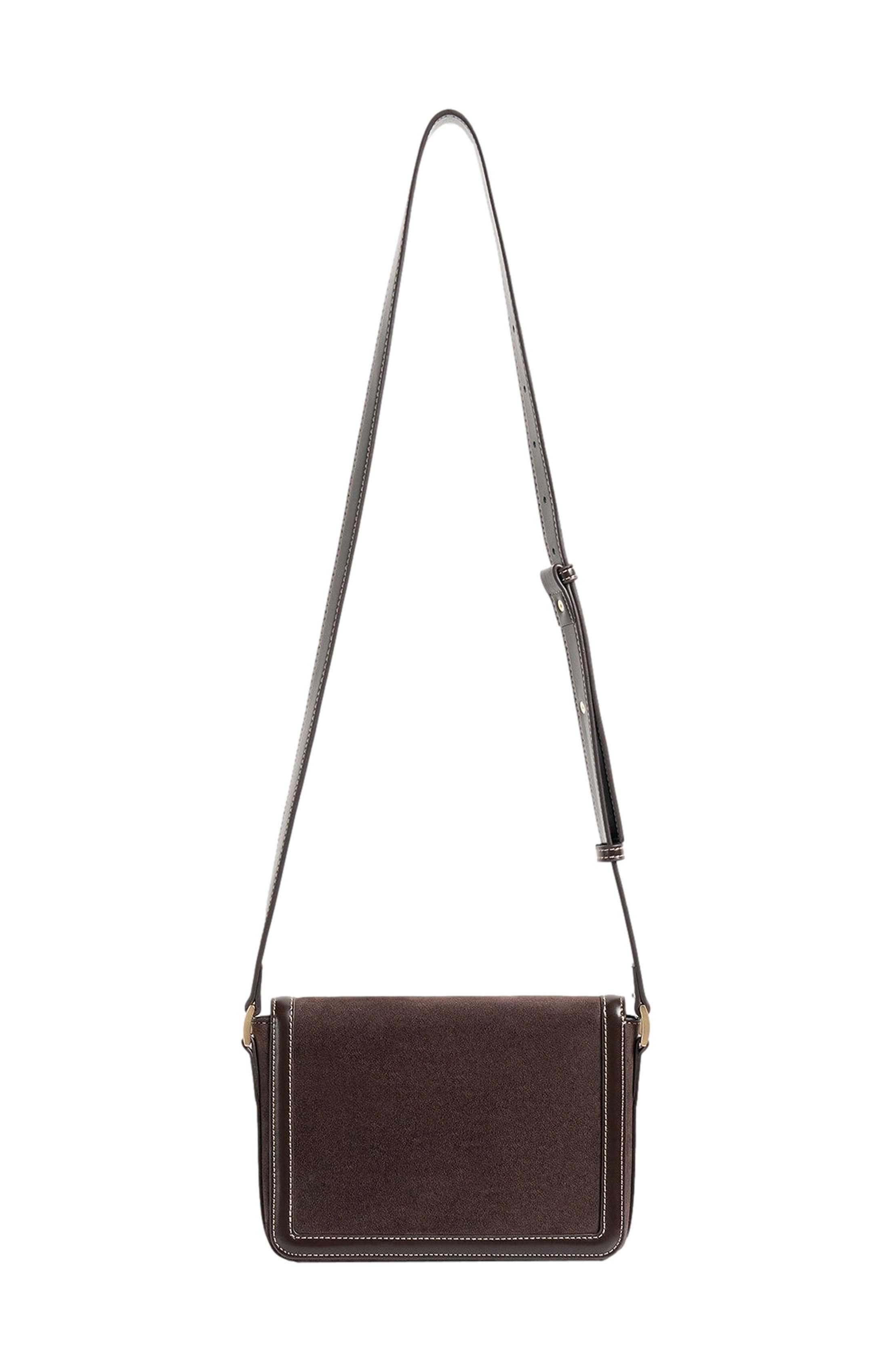 Suede & Leather Crossbody Bag, Alternate, color, Brown