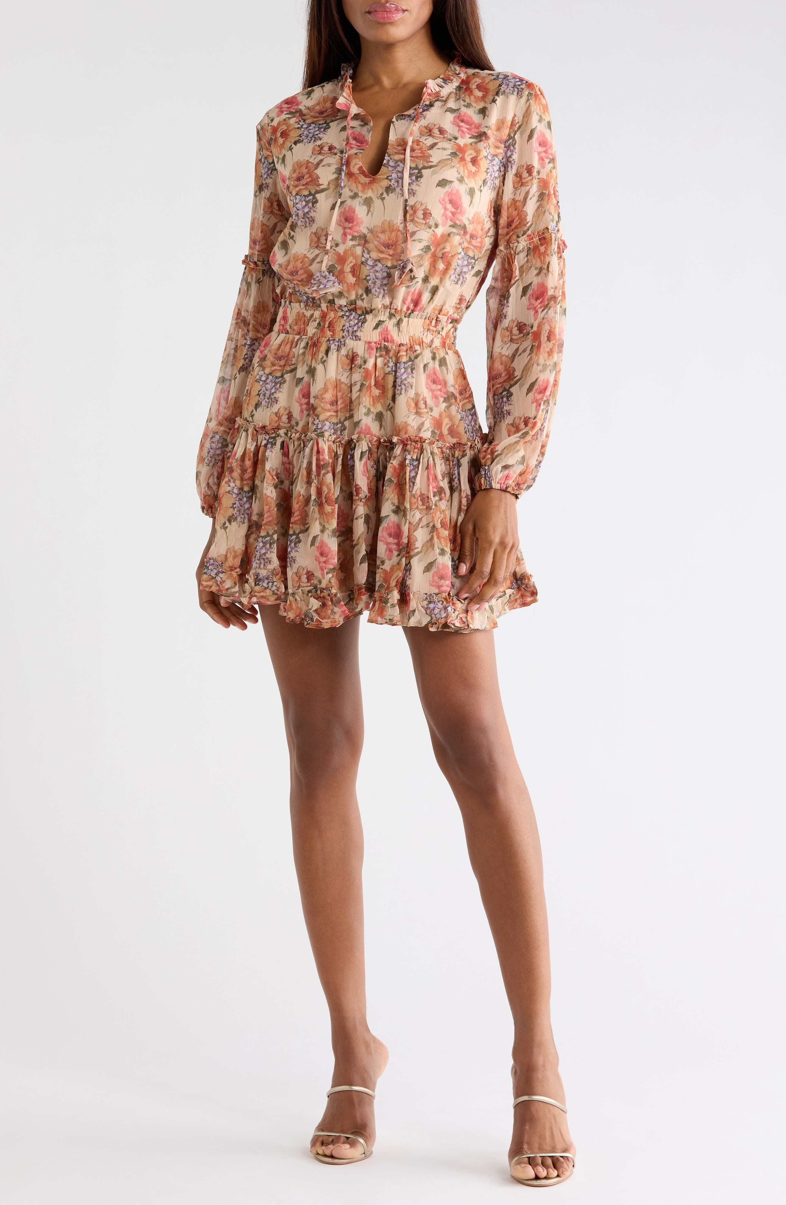 Lulus Zoe Long Sleeve Chiffon Minidress