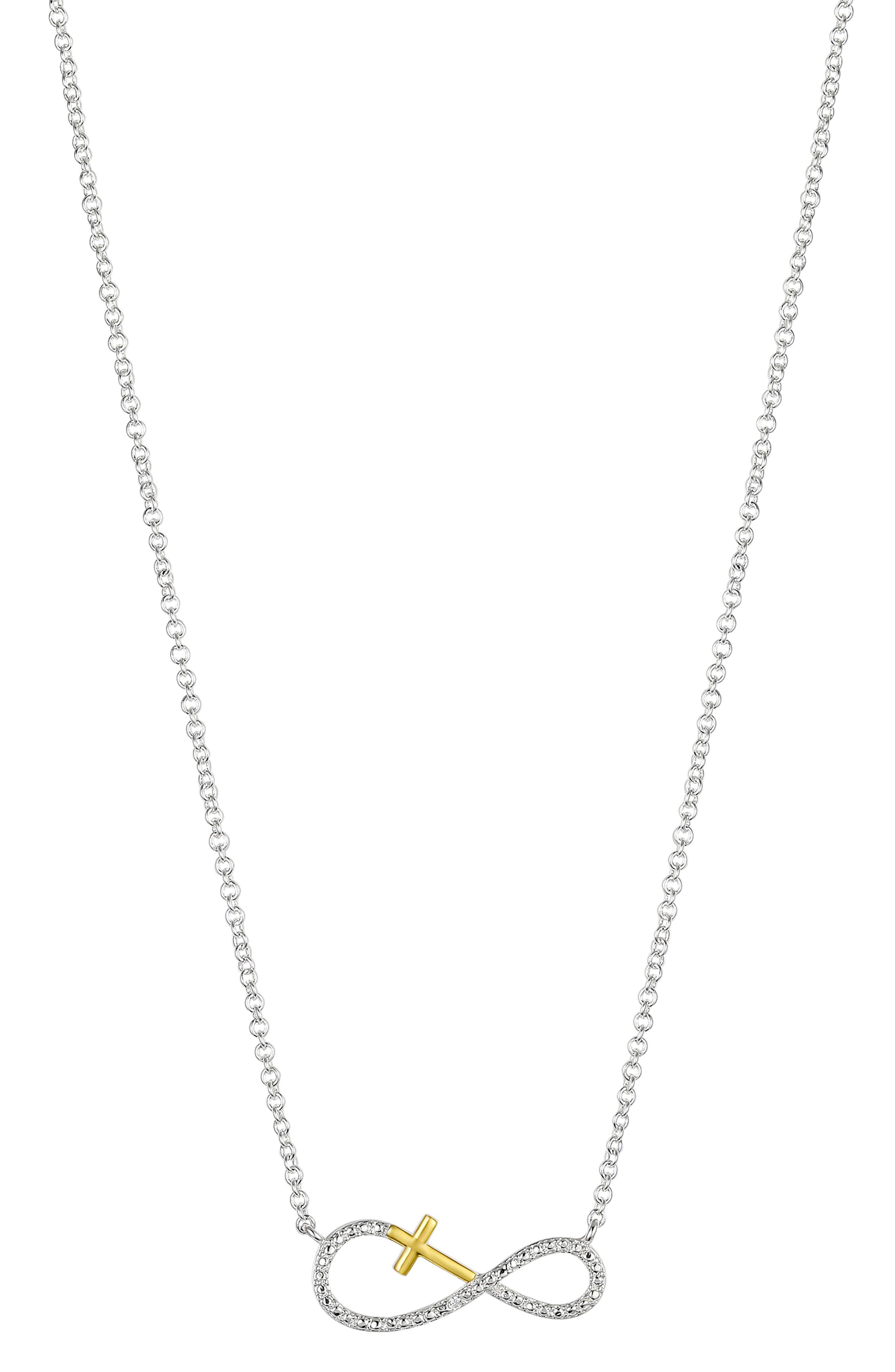 LA ROCKS Two-Tone CZ Infinity Cross Pendant Necklace (Women ...