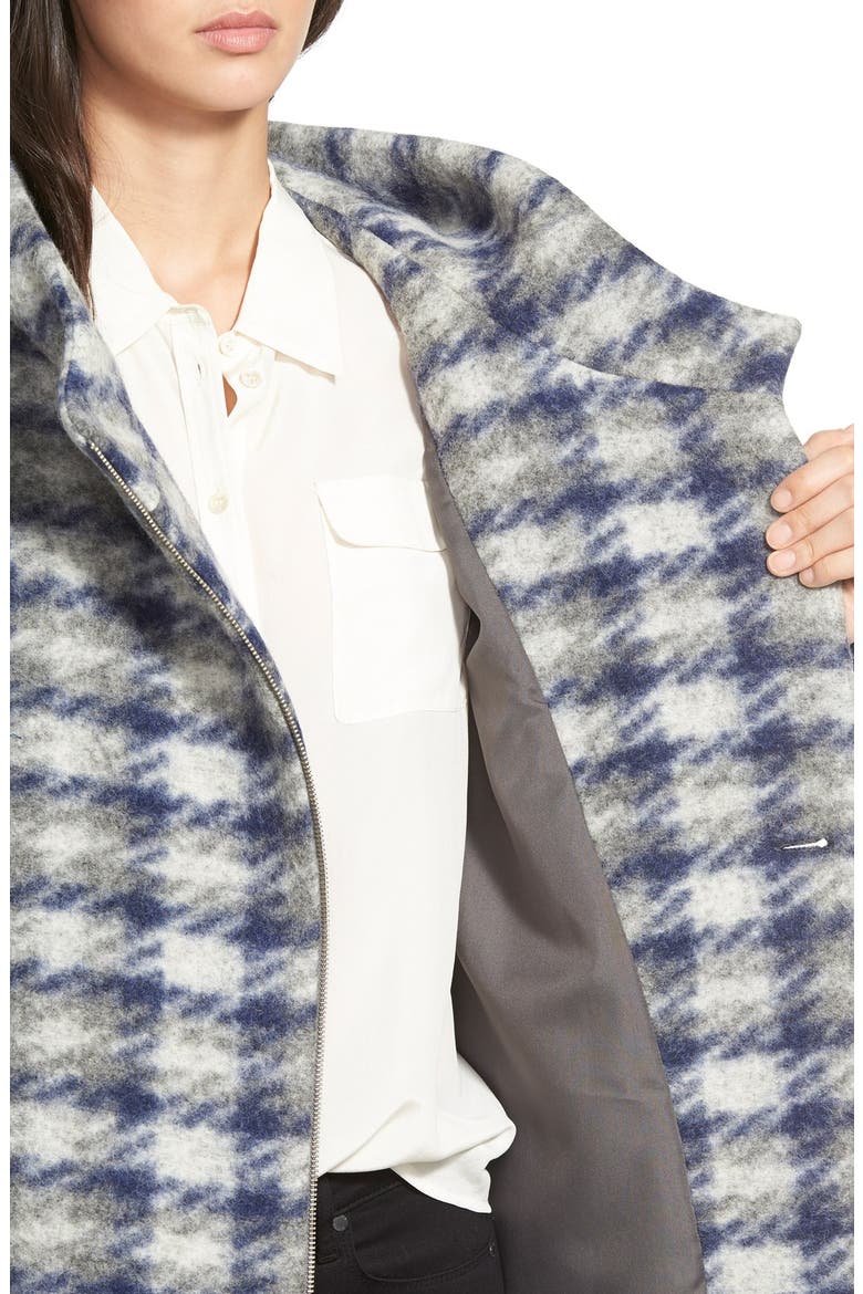 'Kym' Plaid Drop Shoulder Hooded Coat, Alternate, color, MIDNIGHT