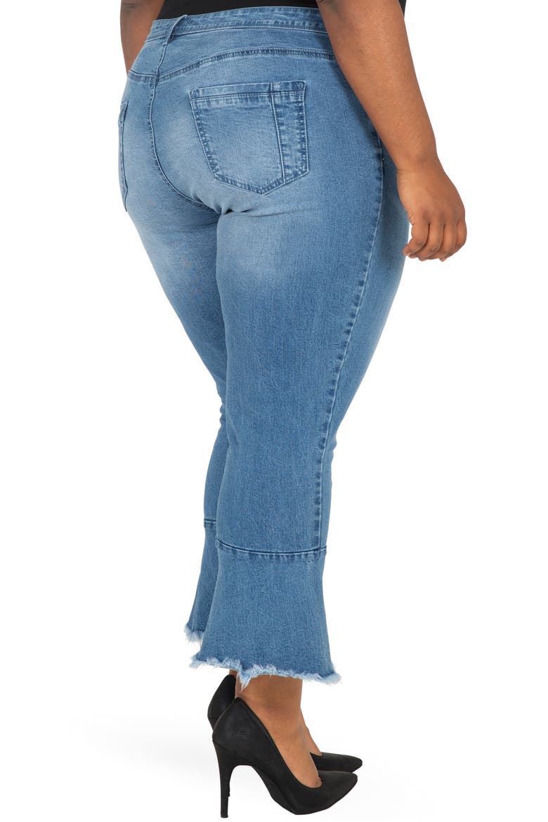 Kesha Ruffle Skinny Jeans, Alternate, color, BLUE