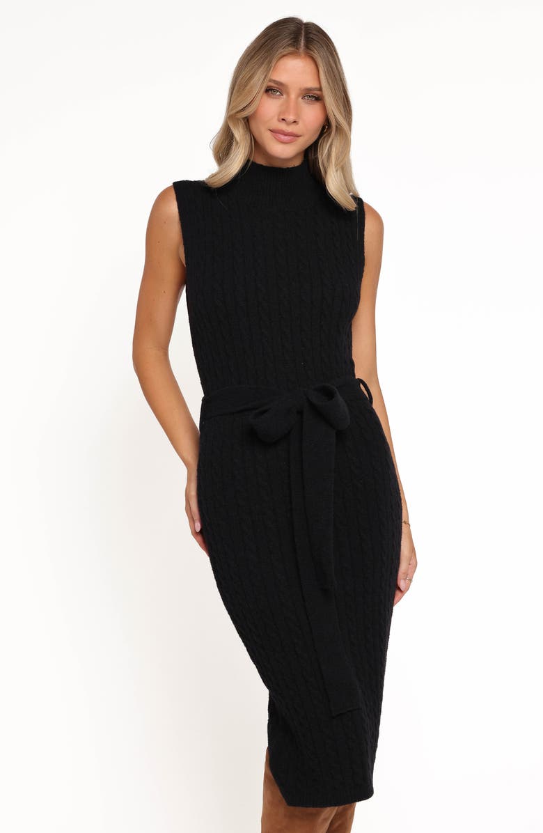 Petal & Pup Wembley Sleeveless Midi Sweater Dress, Alternate, color, Black
