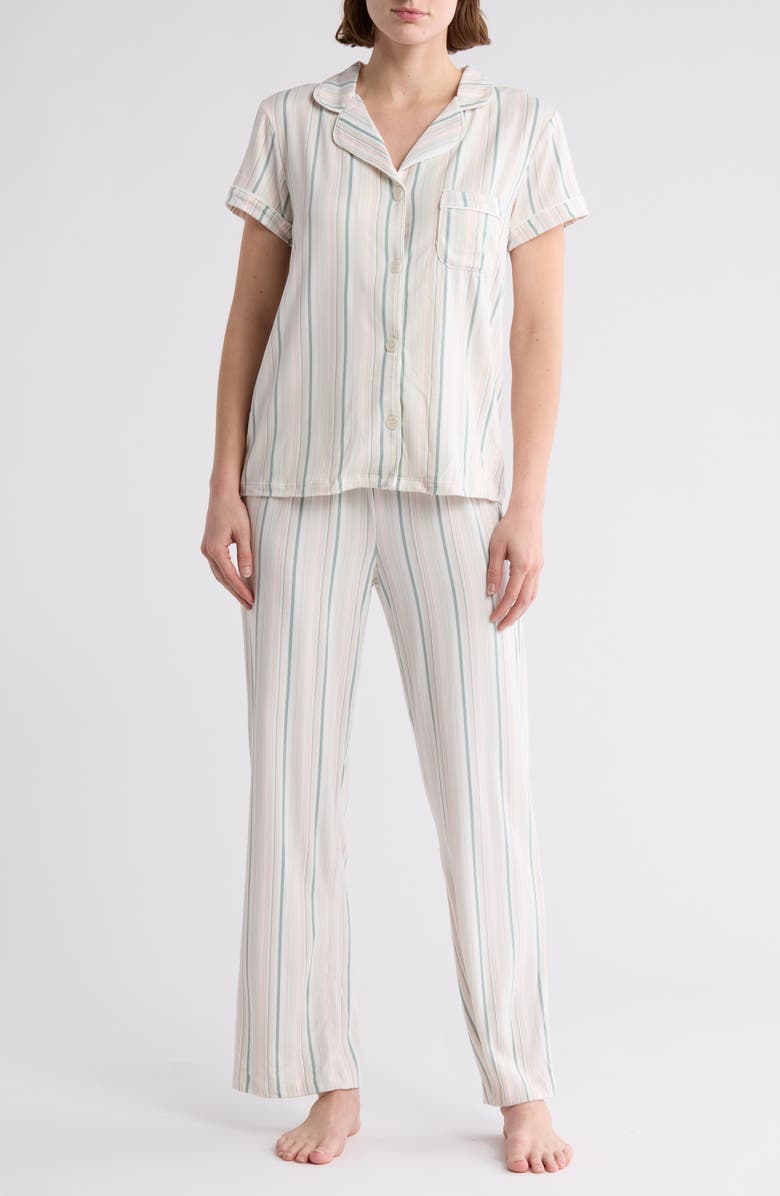 Tart Brushed Ginnie Long Pajamas, Main, color, Vertical Varigated Stripe