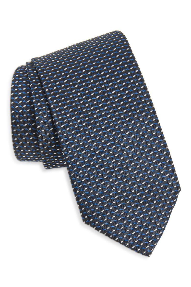 Geometric Silk Blend Tie, Main, color, DARK BLUE