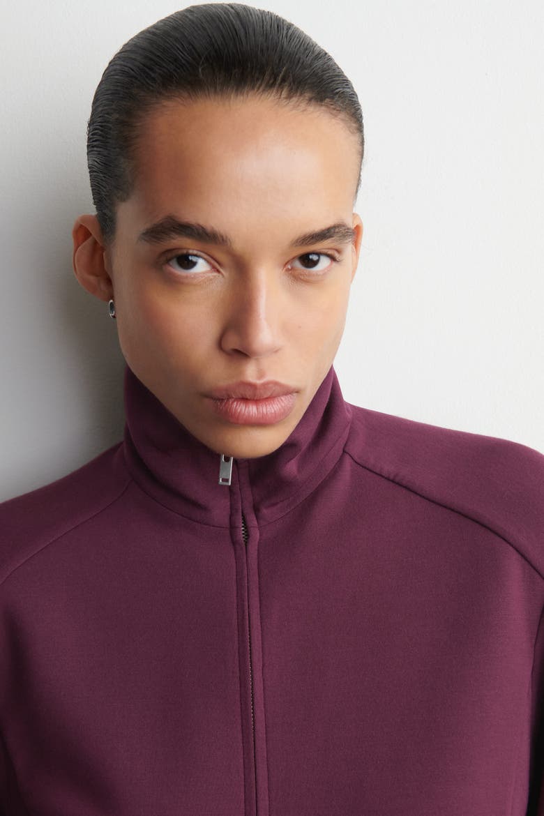 Scuba Knit Track Jacket, Alternate, color, BORDEAUX