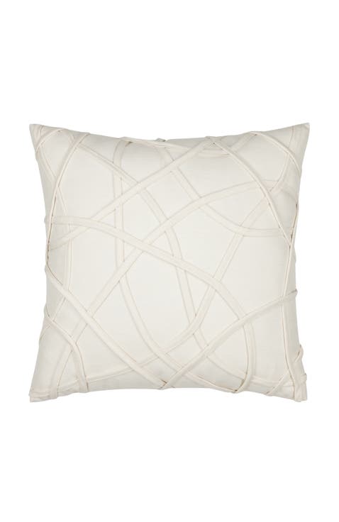 Illusion Handmade dimensional applique Indoor & Outdoor Woven Accent Pillow