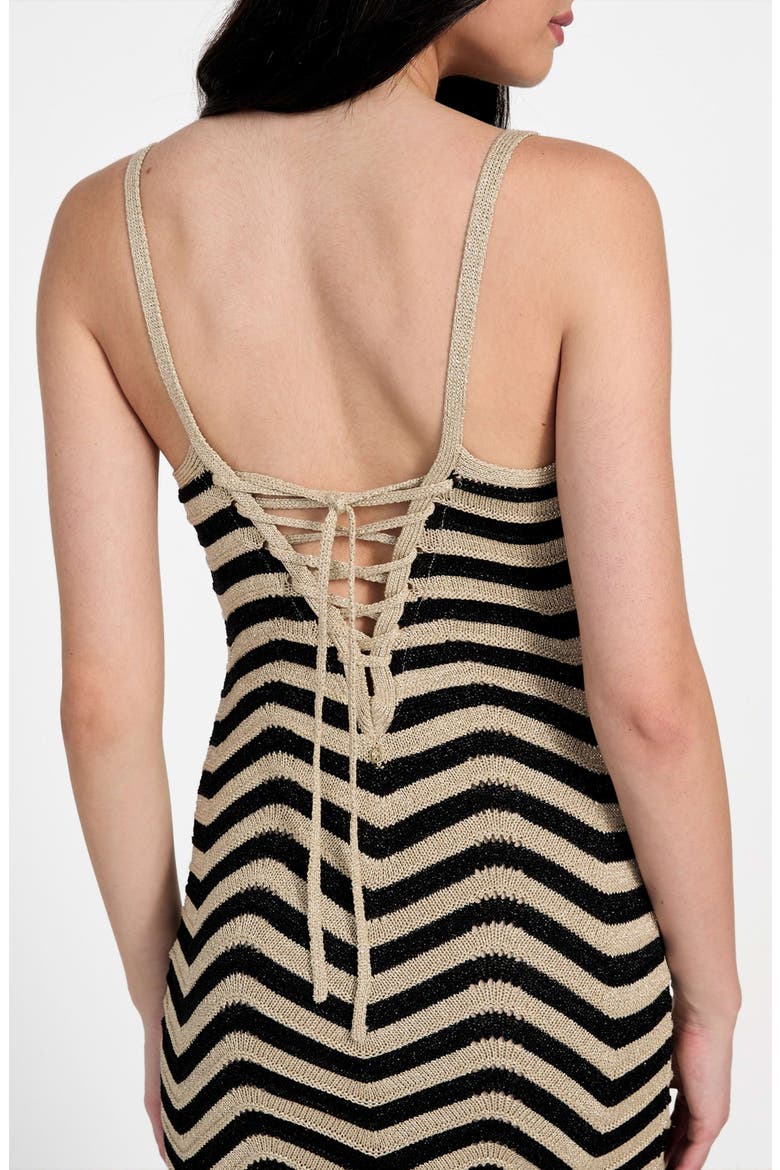 Vera Chevron Knit Dress, Alternate, color, NATURAL/ JET BLACK STRIPE
