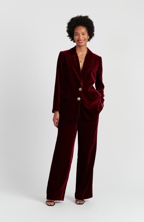 Chinti & Parker Viscose Velvet Jacket In Burgundy