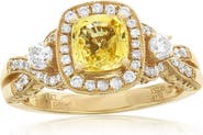 SOUZANA by Suzy Levian 14K Gold 1.35ct Yellow Sapphire & 0.74cttw Diamond Ring