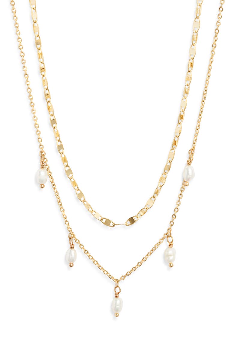 Set of 2 Genuine Freshwater Pearl & Link Necklaces, Alternate, color, WHITE- GOLD
