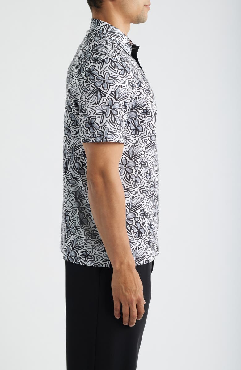 Bugatchi Hendrix Digital Abstract Print Cotton Polo, Alternate, color, White