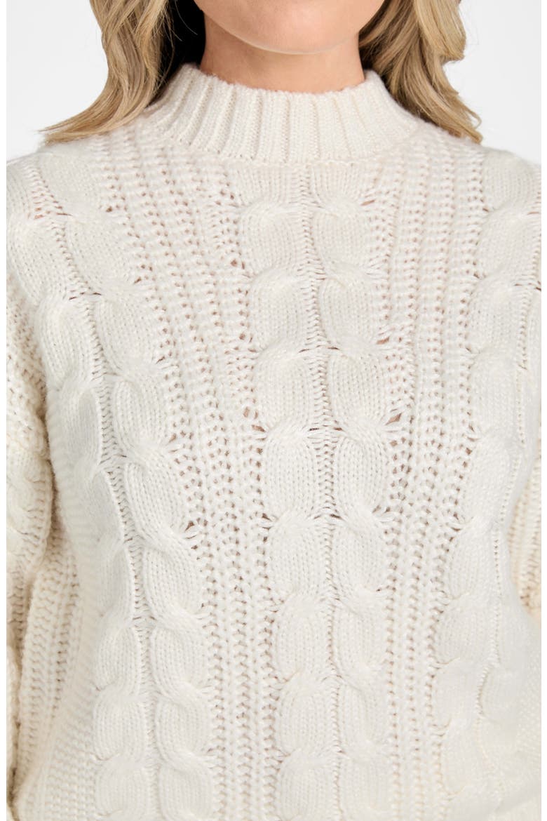 Nathalie Cable Mock Neck Sweater, Alternate, color, IVORY