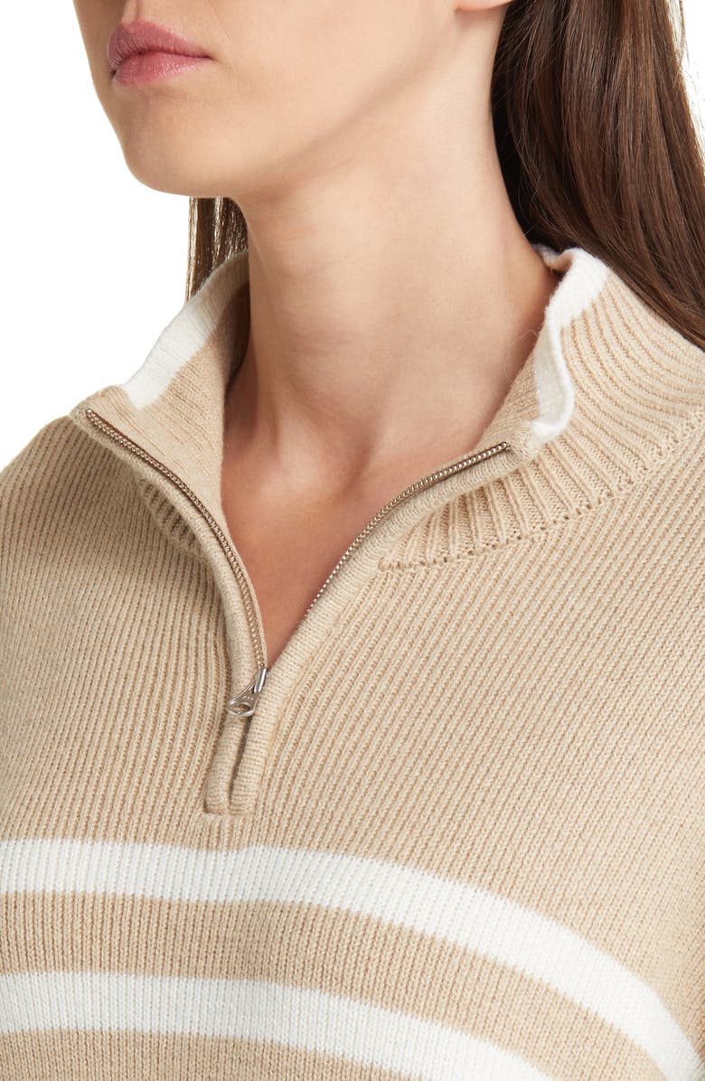 Rails Tessa Stripe Wool & Cotton Quarter-Zip Pullover, Alternate, color, Sand Stripe