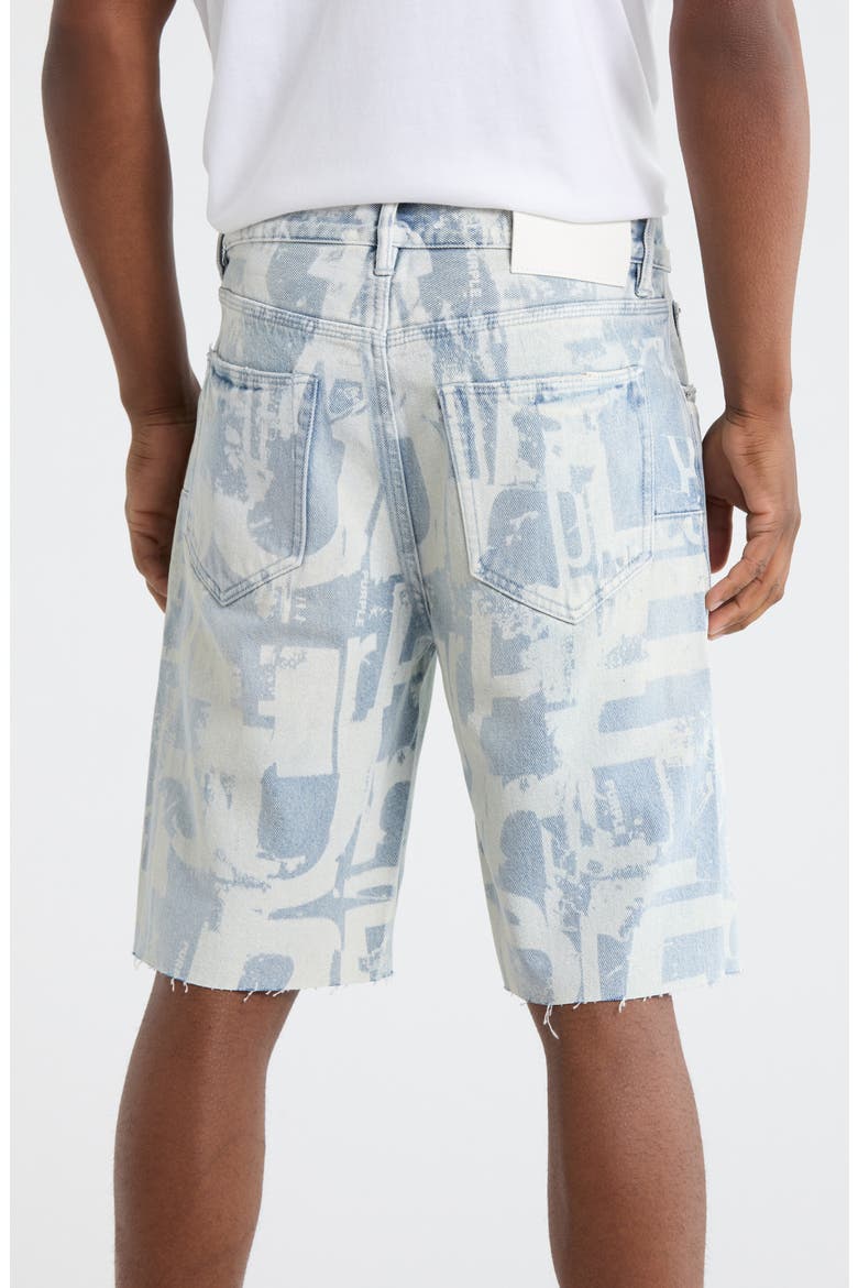 Grunge Print Denim Shorts, Alternate, color, LIGHT INDIGO