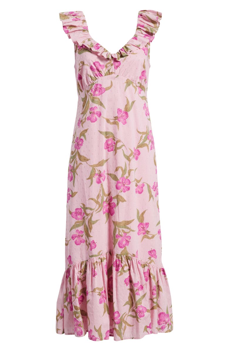 Chelsea28 Ruffle Sleeve Tiered Midi Dress, Alternate, color, Pink Poppy Play