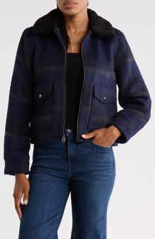 Plaid Faux Fur Crop Jacket