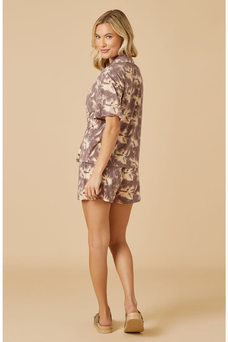 Soft Sleep Caftan Top and Short Pajama Set, Alternate, color, Driftwood Floral