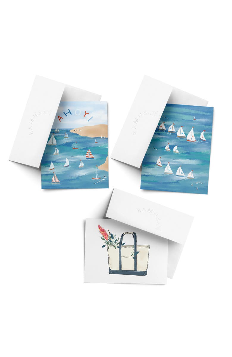 Ramus & Co Everyday Greeting Card Pack Sets (3 ct, Assorted) Ahoy, Tote, Regatta Thanks, Main, color, Multi-Pack