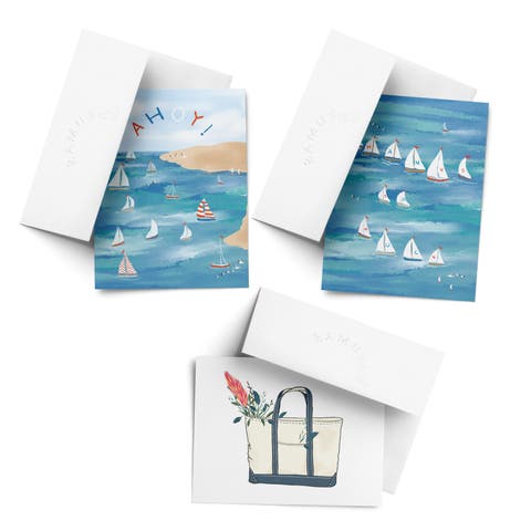Everyday Greeting Card Pack Sets (3 ct, Assorted) Ahoy, Tote, Regatta Thanks