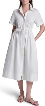 BCBG Cotton Poplin Midi Cape Back Shirt Dress