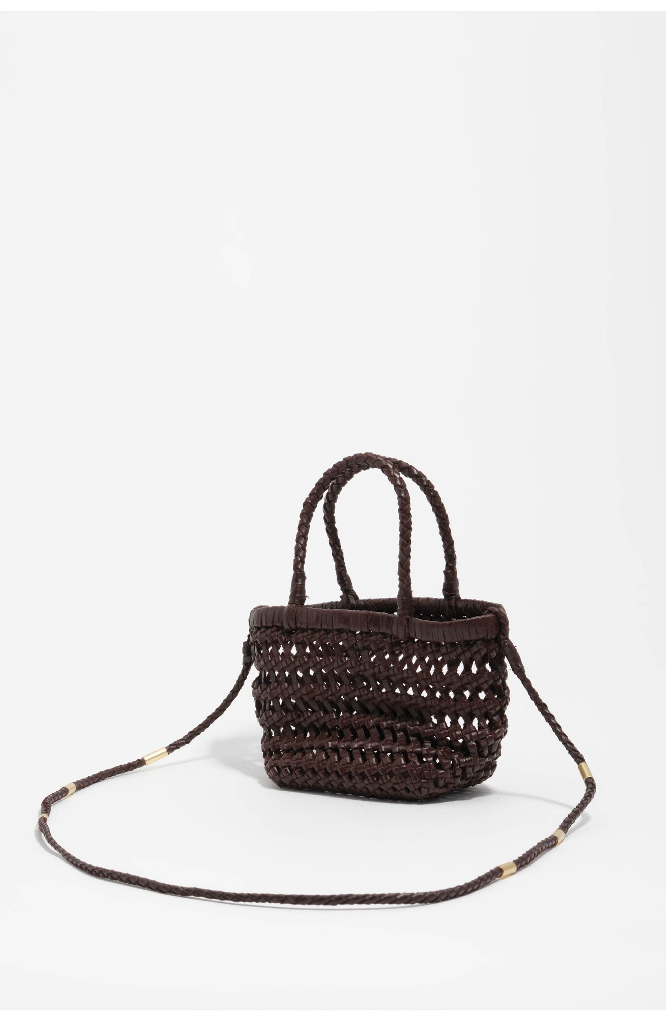 Bimba y Lola Plaited Mini Bag in Leather, Alternate, color, Dark Brown
