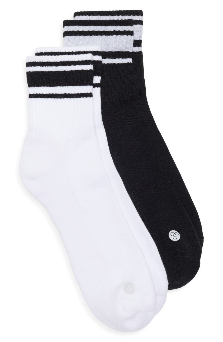 Zella Sport Assorted 2-Pack Quarter Socks, Main, color, White Multi