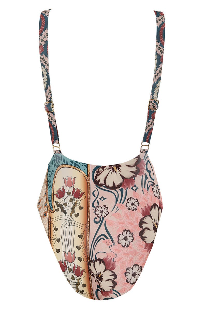 Agua Bendita Domenica Plume One-Piece Swimsuit, Alternate, color, Red