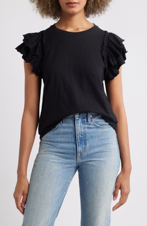 Ruffle Sleeve T-Shirt