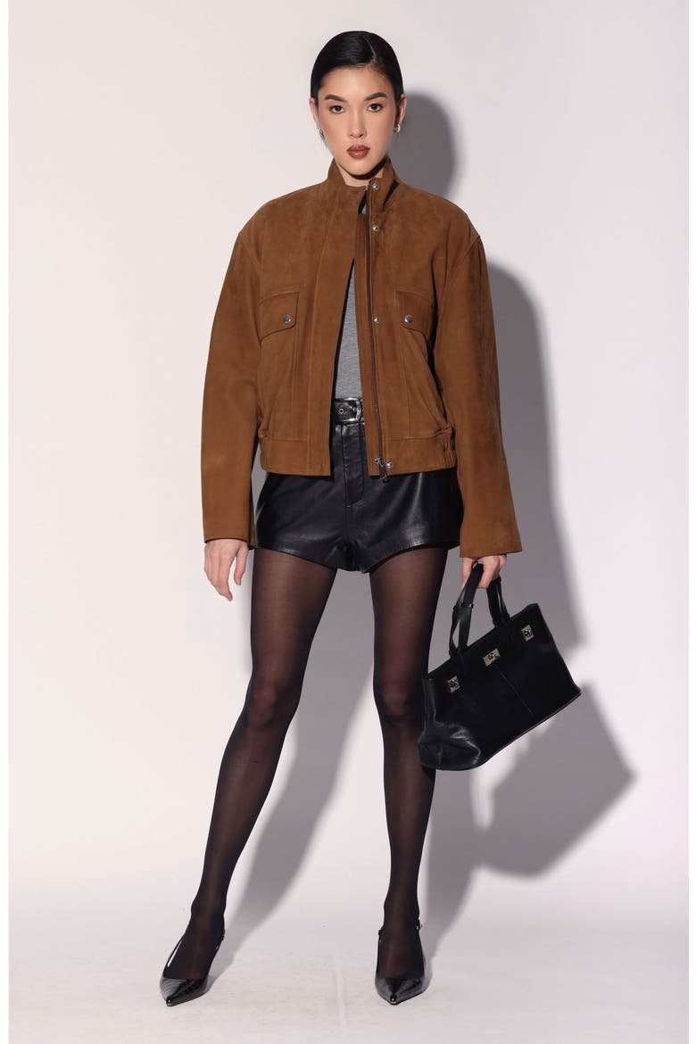 Maverick Jacket Nubuck Leather, Alternate, color, Brown