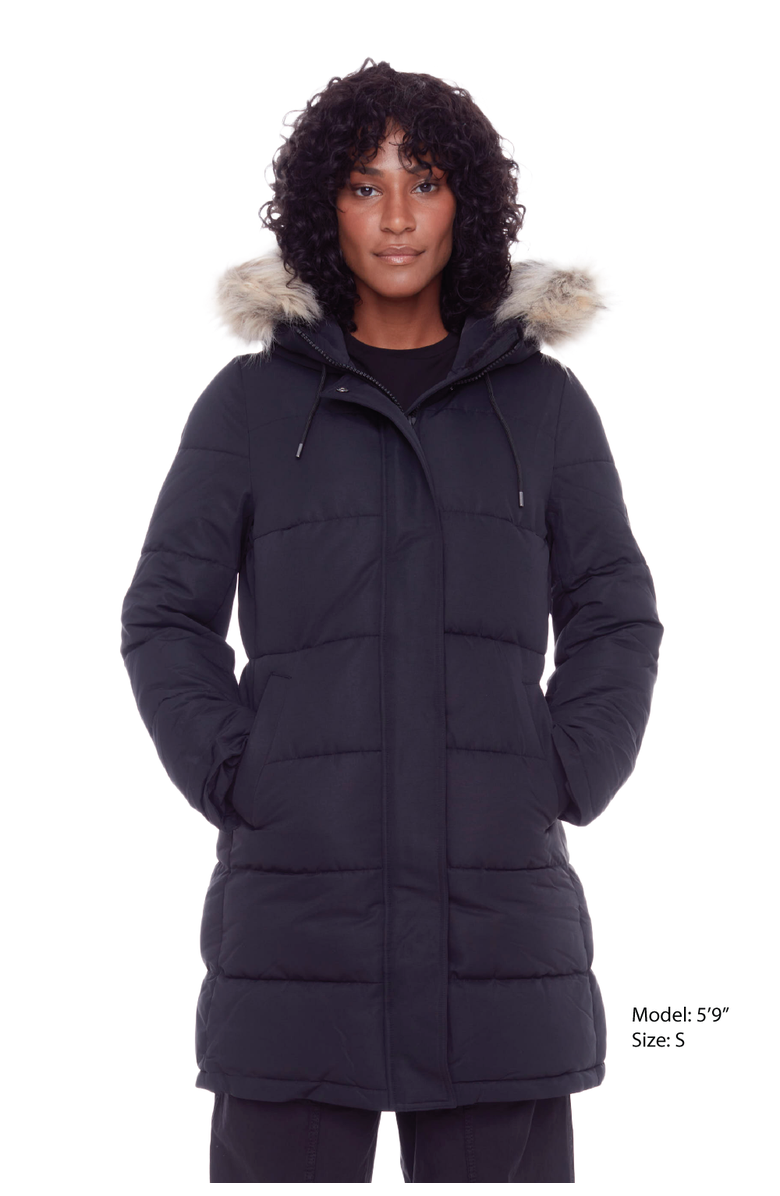 Alpine North AULAVIK - Vegan Down Mid-length Hooded Parka Coat, Alternate, color, Black