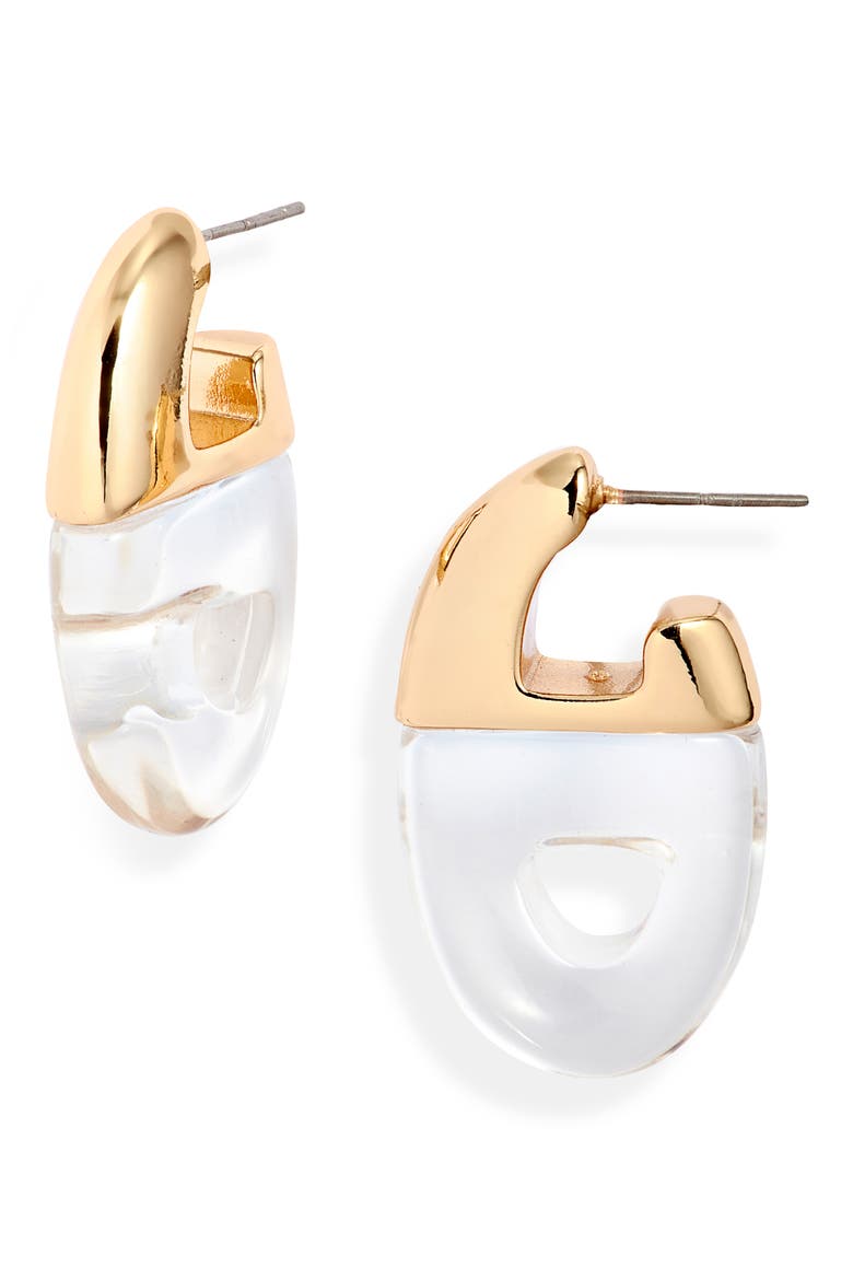 Mariner Link Drop Earrings, Main, color, CLEAR- GOLD