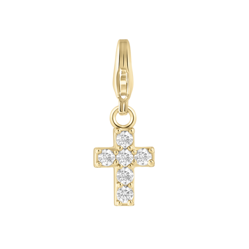 Electric Picks Cross Charm in Gold 