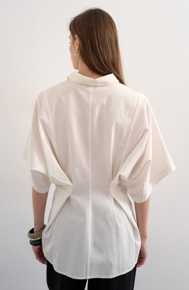 Topshop Oversized Floral Cutwork Button-Up Top, Alternate, color, White
