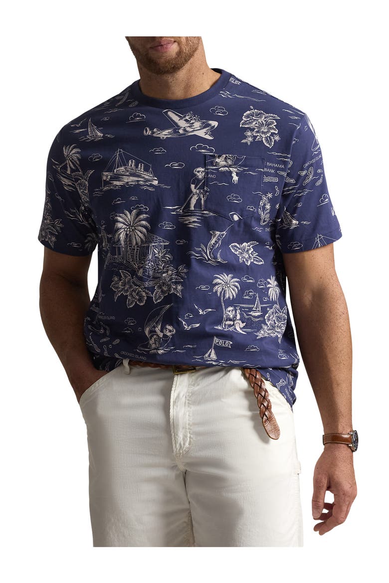 Big & Tall Printed Harbor Island Bear T-Shirt, Main, color, NEWPORT NAVY