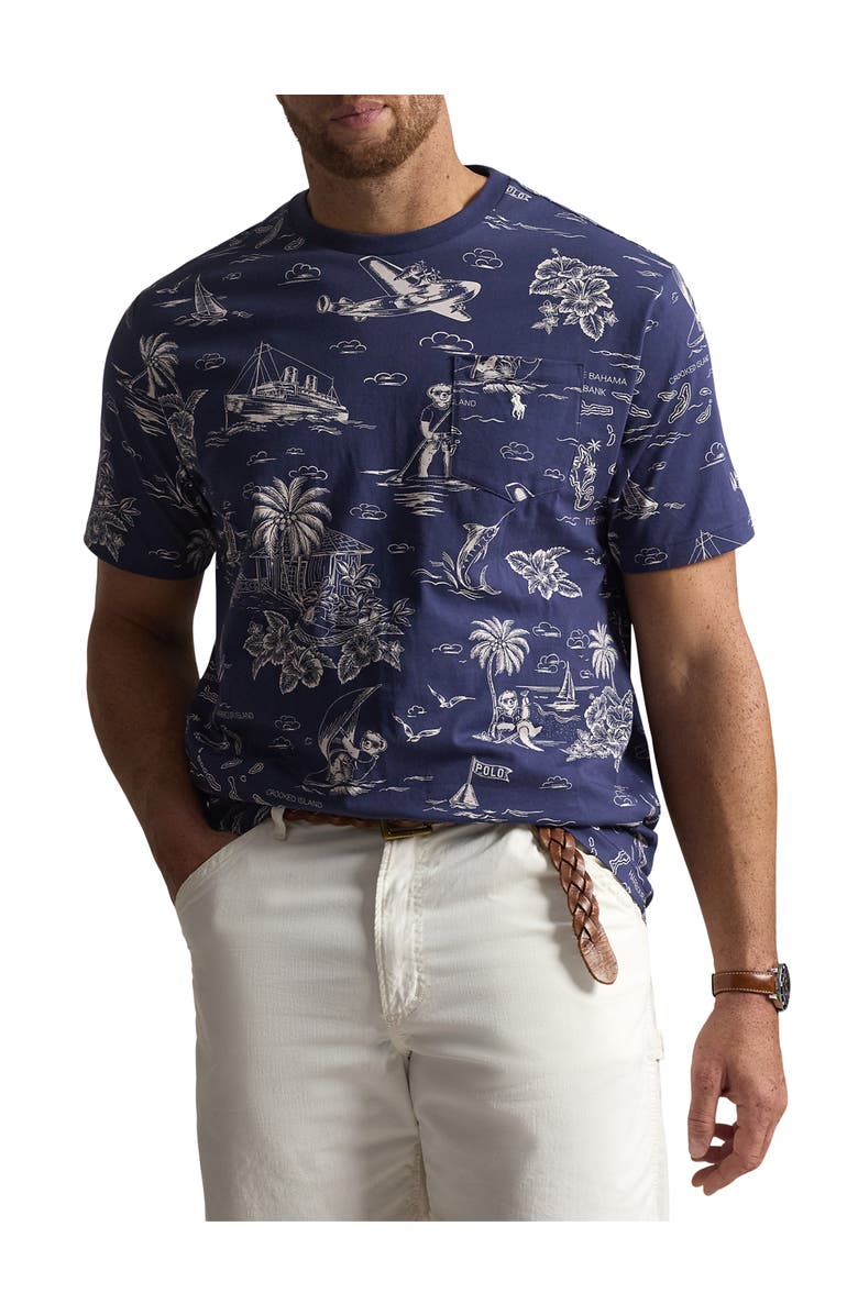 Polo Ralph Lauren Big & Tall Printed Harbor Island Bear T-Shirt, Main, color, Newport Navy
