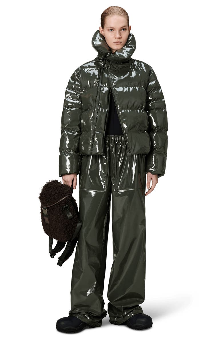 Rains Alta Vision Short Windproof & Waterproof Puffer Jacket, Alternate, color, Swamp