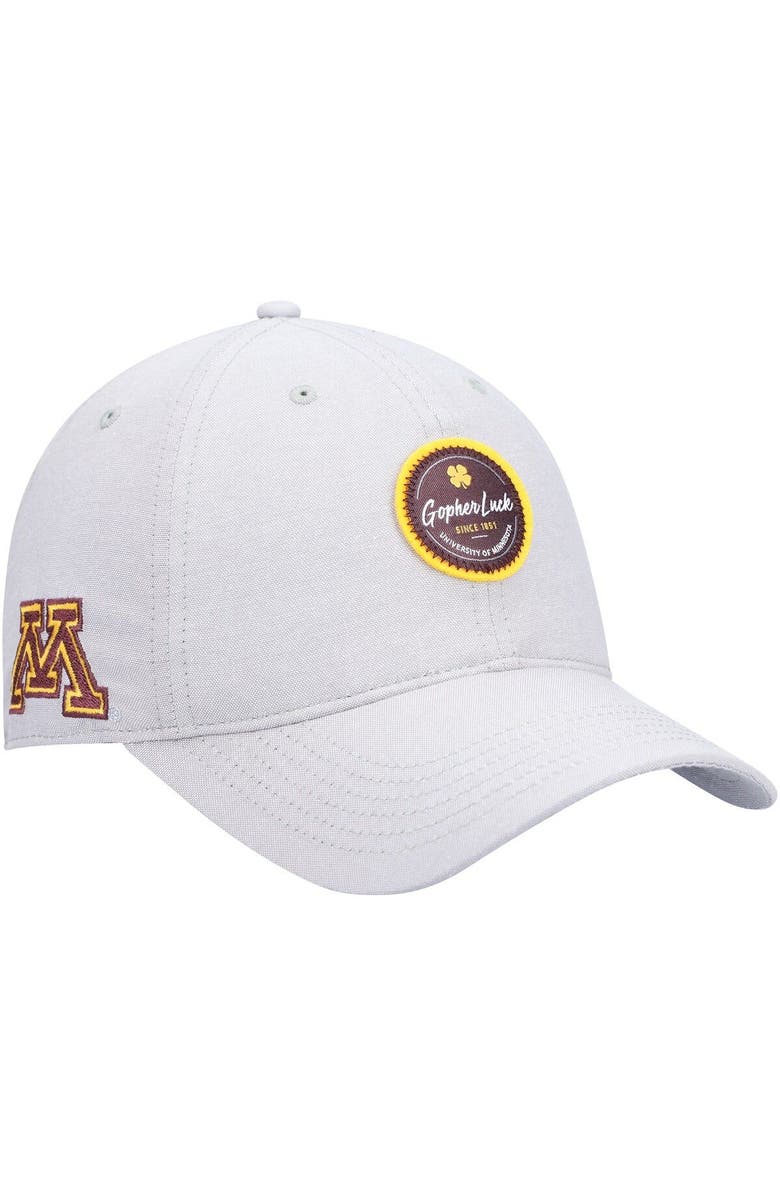 Black Clover Men's Gray Minnesota Golden Gophers Oxford Circle Adjustable Hat, Main, color,