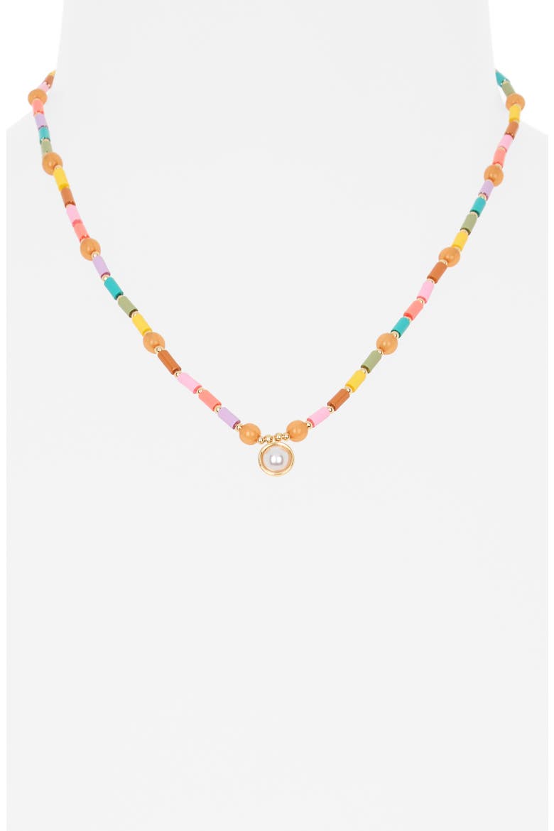 Faux Pearl Charm Beaded Necklace, Alternate, color, RAINBOW MULTI- GOLD