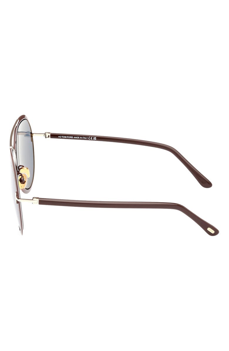 TOM FORD Rickie 65mm Oversize Round Sunglasses, Alternate, color, Dbrno/Blu