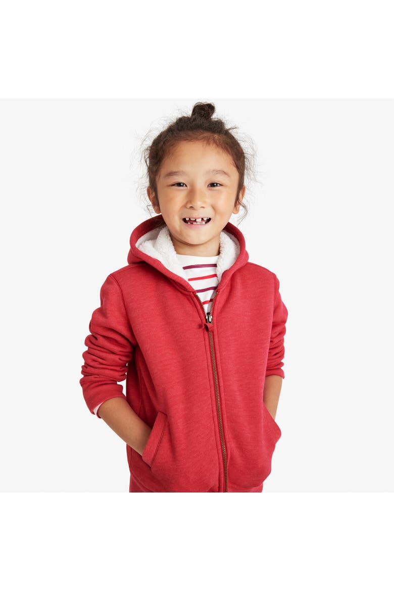 Teddy Fleece-Lined Zip Hoodie, Alternate, color, Heather Cherry