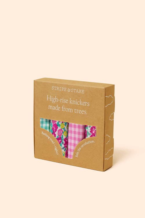 Stripe & Stare High Rise Knicker Four Pack In Multi