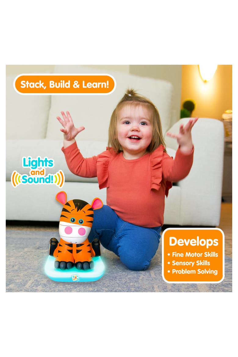 Stackaroos Pals Baby Tiger Lights & Sounds, 5 Piece Stacking Animal Tower, Alternate, color, Multicolored