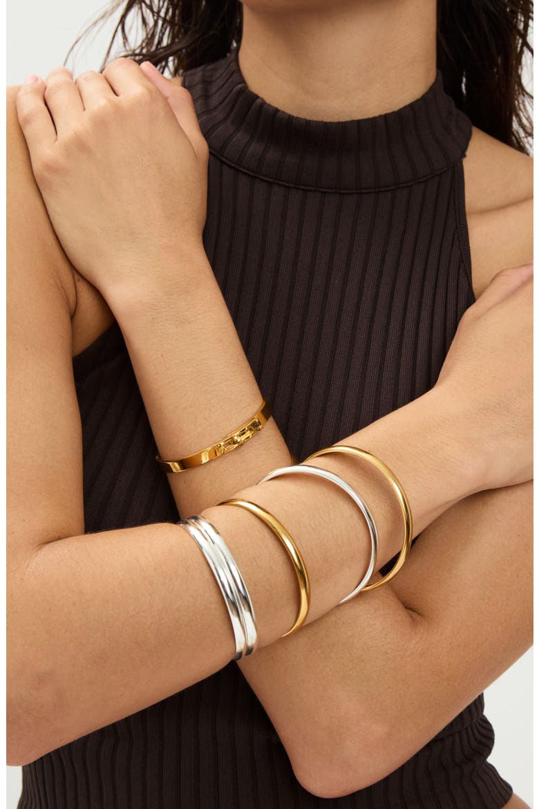 Augustine Set of 3 Bangles, Alternate, color, SILVER