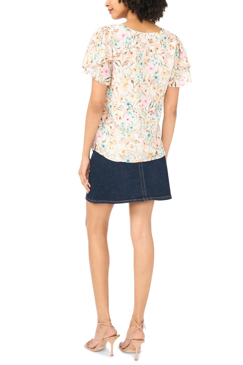 Print Tulip Sleeve Top, Alternate, color, ANTIQUE WHITE