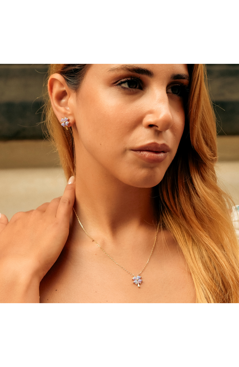 Spero London Purple Opal Four Leaf Clover Sterling Silver Necklace, Alternate, color, Gold