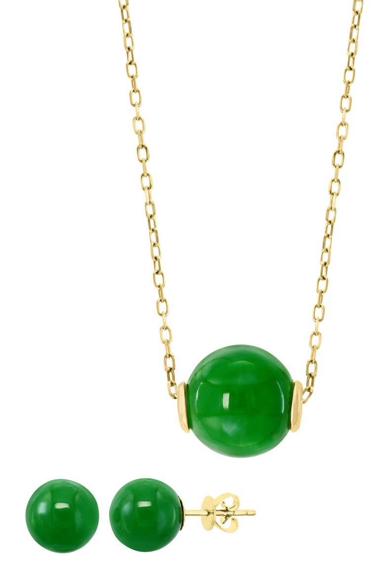 Jade Earrings & Necklace Set, Main, color, GREEN