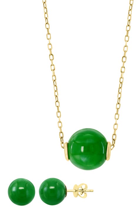 Jade Earrings & Necklace Set