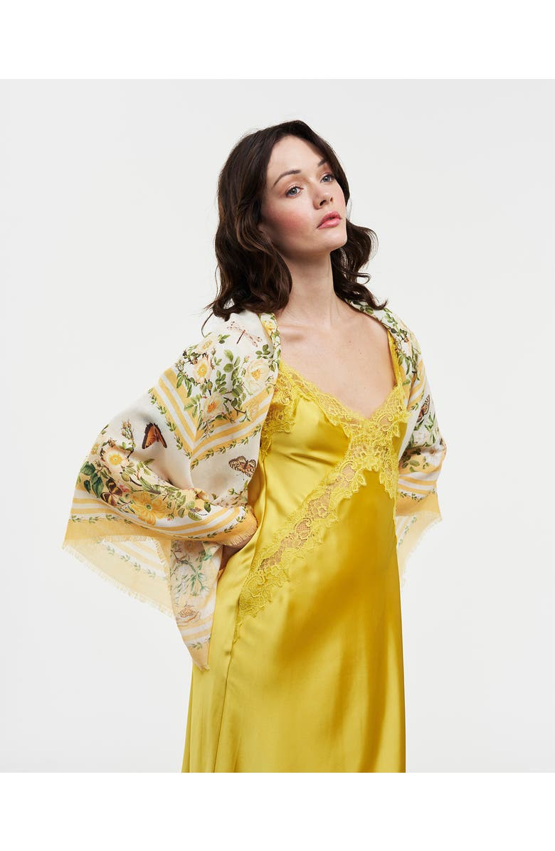 Fable England Cybele Narrative Square Scarf, Alternate, color, Yellow